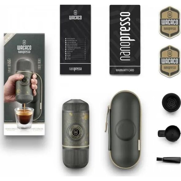 Ekspres ciśnieniowy Wacaco Pusiau automatinis maltos kavos aparatas su dėklu WACACO NANOPRESSO DARK SOULS Pilkas