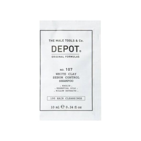 Raywell Depot, 100 Hair Cleansing No. 107, Kaolin, Hair Shampoo, For Regulation Of Excessive Sebum, 10 ml For Men