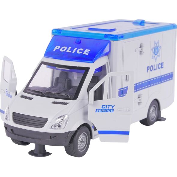 LeanToys Ciężarówka Karetka Policyjna Policja Nosze Otwierane Drzwi Dźwięk Światło