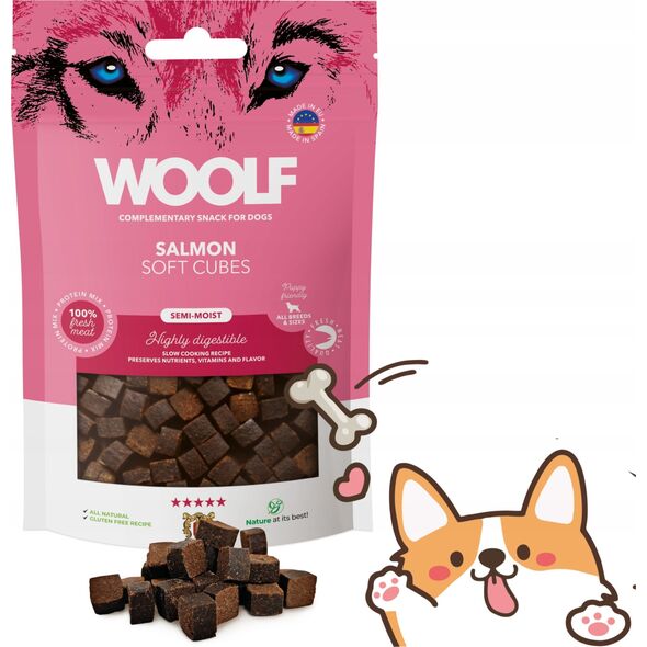 WOOLF  Przysmak dla psa Woolf Soft Cubes Salmon Monoprotein 100g