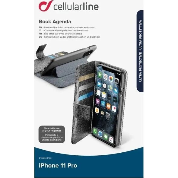 Moccamaster Cover Cellularline Book Agenda, til iPhone 11 Pro, sort