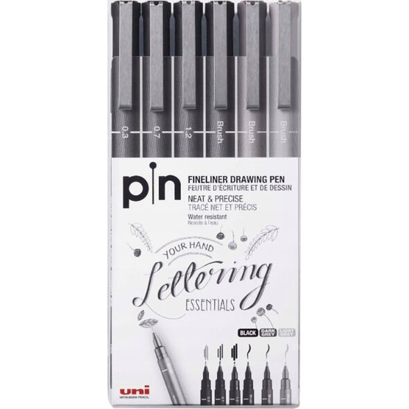 UNIBALL Uni - Fineliner, Hard Lettering Set (6 pcs) (401236) /Arts and Crafts