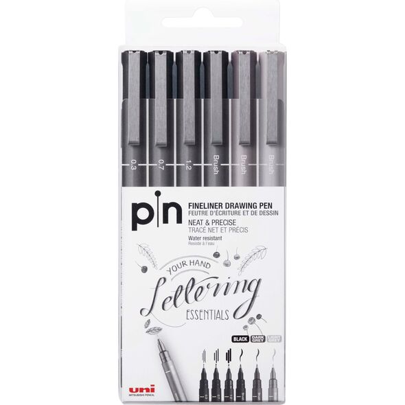 UNIBALL Uni - Fineliner, Hard Lettering Set (6 pcs) (401236) /Arts and Crafts
