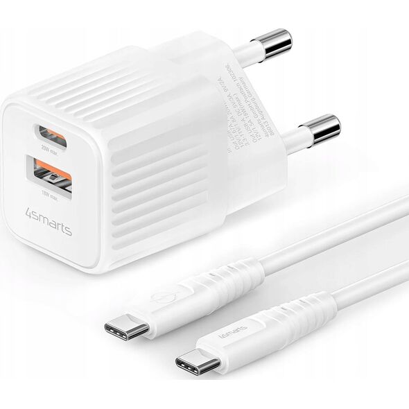 Ładowarka 4smarts 4smarts VoltPlug Duos Mini PD 20W + USB-C Kabel, weiß