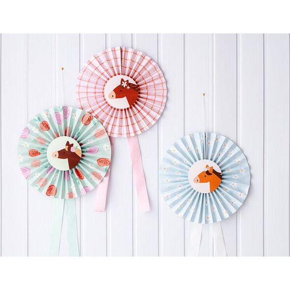 PartyDeco Rozety dekoracyjne Konie 35cm 3szt