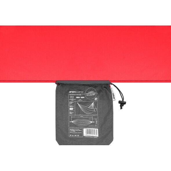 Enero HAMAK TURYSTYCZNY 2 OSOBOWY 270X140CM CZARNO CZERWONY