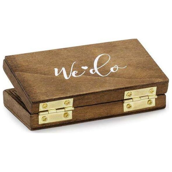 PartyDeco Drewniane pudełko na obrączki, 10x5.5 cm