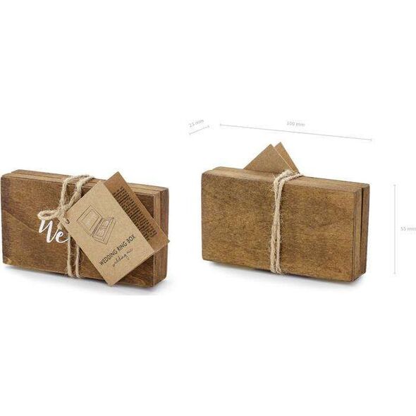 PartyDeco Drewniane pudełko na obrączki, 10x5.5 cm