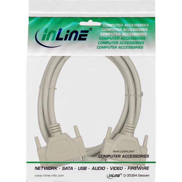 Kabel InLine InLine® Serial Extension Cable molded DB37 male to female direct grey 1m