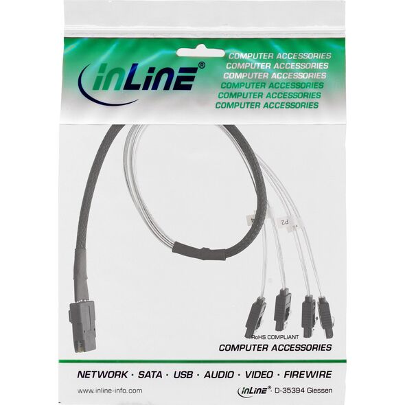 InLine InLine® SAS Connector Cable Mini SAS SFF8087 to 4x SATA Crossover OCF 1m