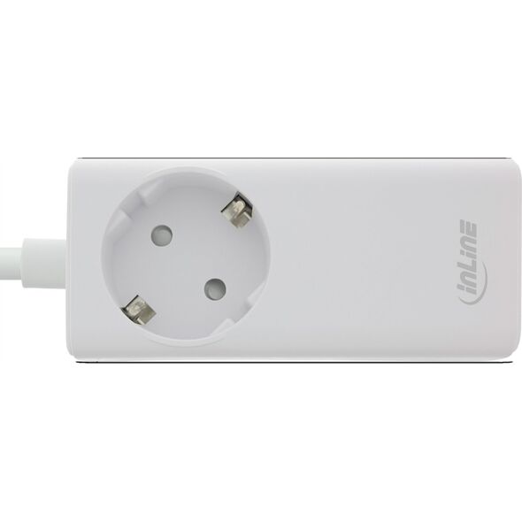 InLine InLine® USB power supply, 65W charger, 2x USB-C + 1x USB-A, with safety socket and 1.5m cable, PD3.0 PPS GaN, white
