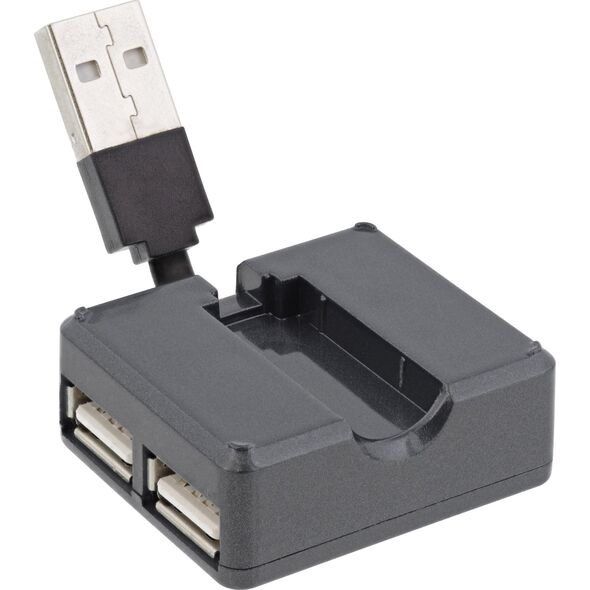 InLine InLine® USB 2.0 4-Port Hub, USB-A male to 4x USB-A female, black, 4cm, slim design