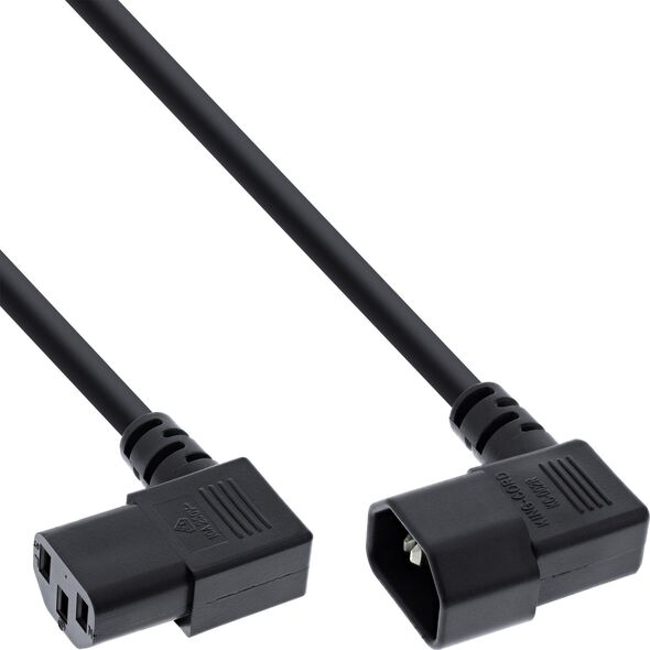 Kabel zasilający InLine InLine® Power cable, C13 to C14, black, 1,0m angled