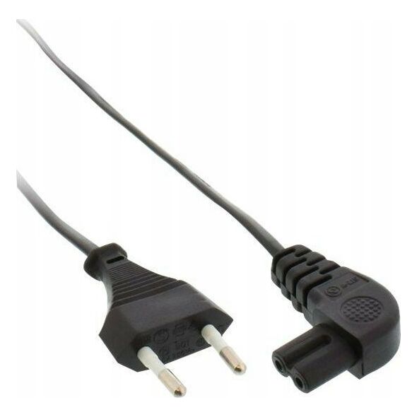 Kabel zasilający InLine InLine® Power cable, Euro plug to Euro8 plug angeled, black, 0.5m