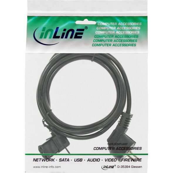 Kabel zasilający InLine InLine® Power cable, Schutzkontakt angled to C13 left angeled, black, 5m