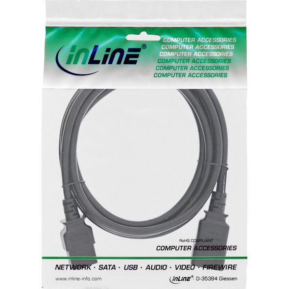 Kabel zasilający InLine InLine® Power cable C19 to C20 3-pin IEC male to female black 3m