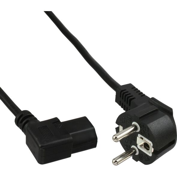 Kabel zasilający InLine 60pcs. Bulk-Pack InLine® Power cable, CEE7/7 angled to IEC-C13 left angled, black, H05VV-F, 3x0.75mm², 0.5m