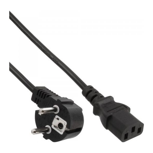 Kabel zasilający InLine 25pcs. pack Bulk-Pack InLine® Power cable, CEE7/7 angled to IEC-C13, black, H05VV-F, 2.5m