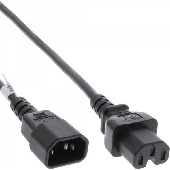 Kabel zasilający InLine 40pcs. pack Bulk-Pack InLine® Power Cable extension C15 straight to C14 socket straight black 1.8m