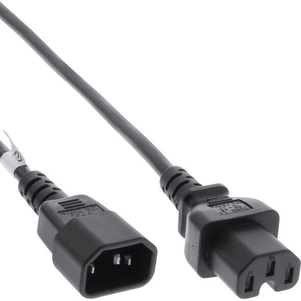 Kabel zasilający InLine 20pcs. pack Bulk-Pack InLine® Power Cable extension C15 straight to C14 socket straight black 3m