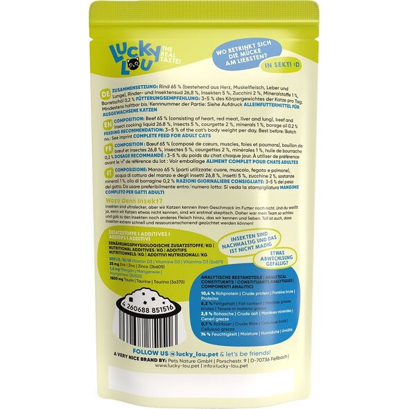 Lucky Lou Lucky Lou Lifestage Adult Wołowina i owady saszetka 125g