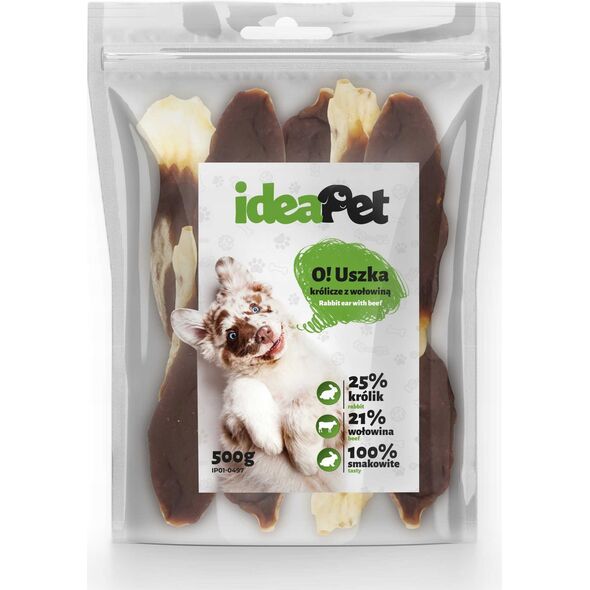 IdeaPet IDEAPET 500g USZKA KRÓLICZE Z WOŁOWINĄ