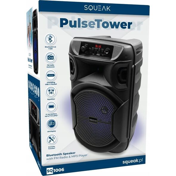 squeak Głośnik Bluetooth 5.3 EDR PulseTower 1000W Funkcja Karaoke SQ1006