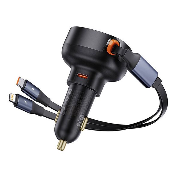 Baseus Enjoyment USB-C car charger with USB-C / Lightning cable 60 W (black)