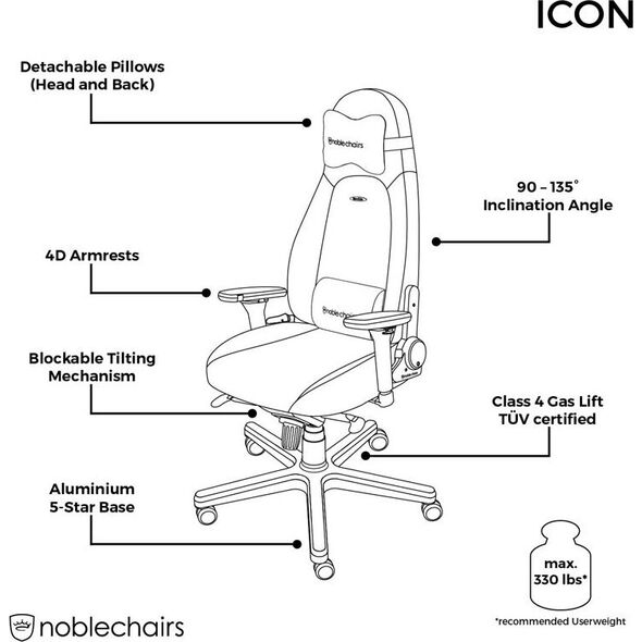 Fotel Noblechairs ICON z prawdziwej skóry - czarny (GAGC-090)