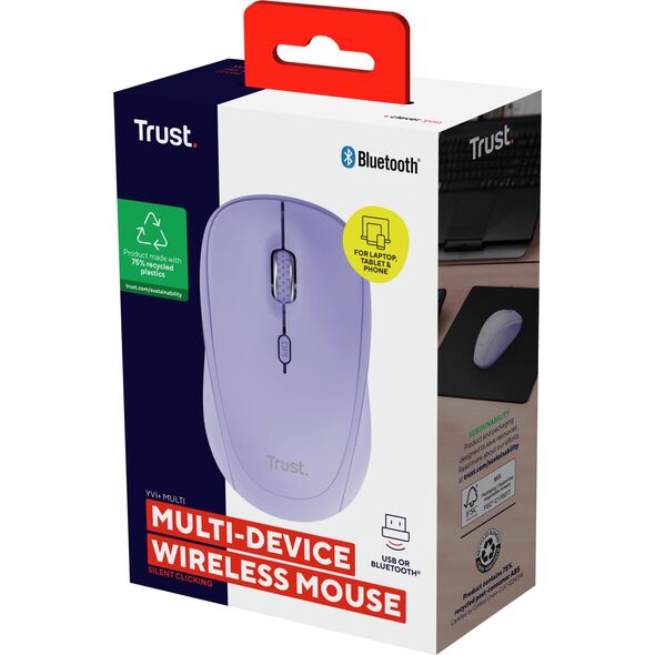 Mysz Trust Trust Yvi+ myszka Uniwersalne Oburęczny RF Wireless + Bluetooth Optyczny 1600 DPI