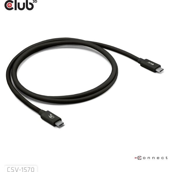 Club3D Kabel USB4 v2 Typ-C, 80Gbps, Certifikovaný kabel, 4K540Hz, 16K60Hz, PD 240W, 1m