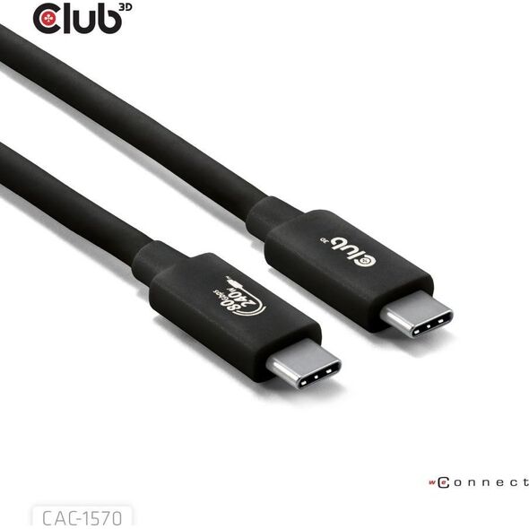 Club3D Kabel USB4 v2 Typ-C, 80Gbps, Certifikovaný kabel, 4K540Hz, 16K60Hz, PD 240W, 1m
