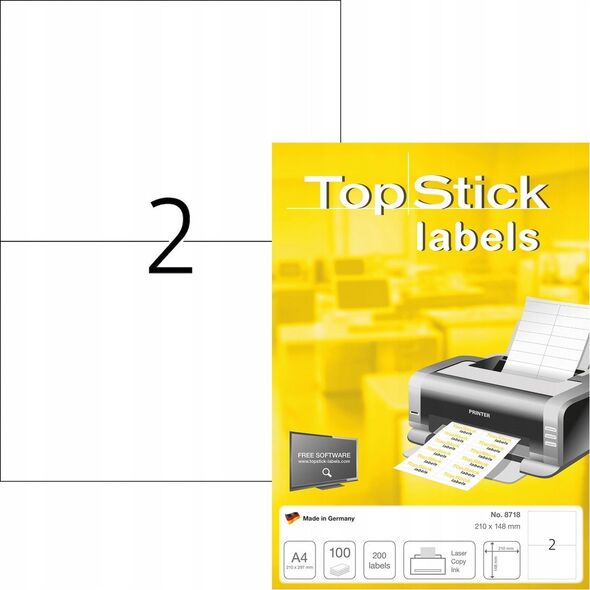 Herma Etiketter TopStick 210x148 mm (A5) hvid - (100 ark x 2 stk.)