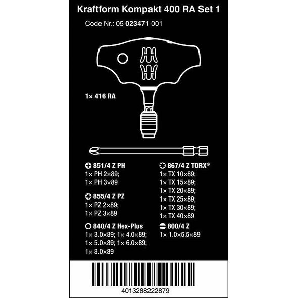 Wera ZESTAW KRAFTFORM  KOMPAKT 400 RA, SET 1, 17 CZ.