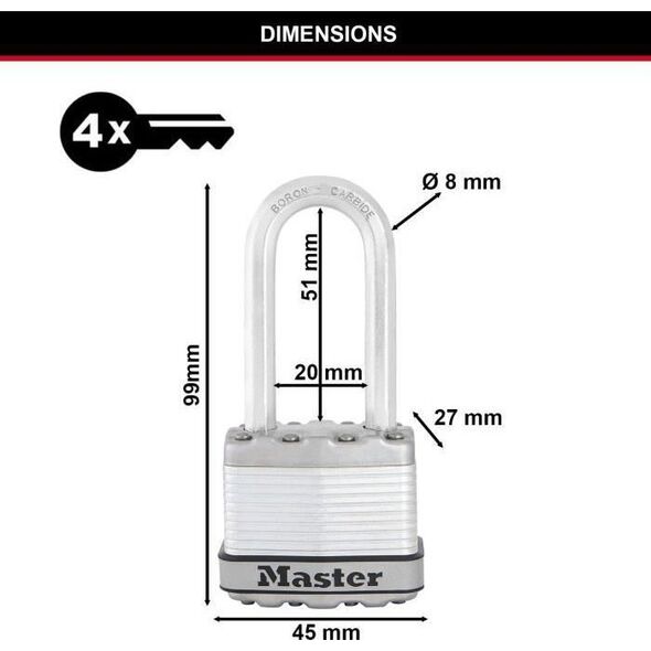 MasterLock Master Lock Padlock Excell Security Level 8    M1EURTRILHCC