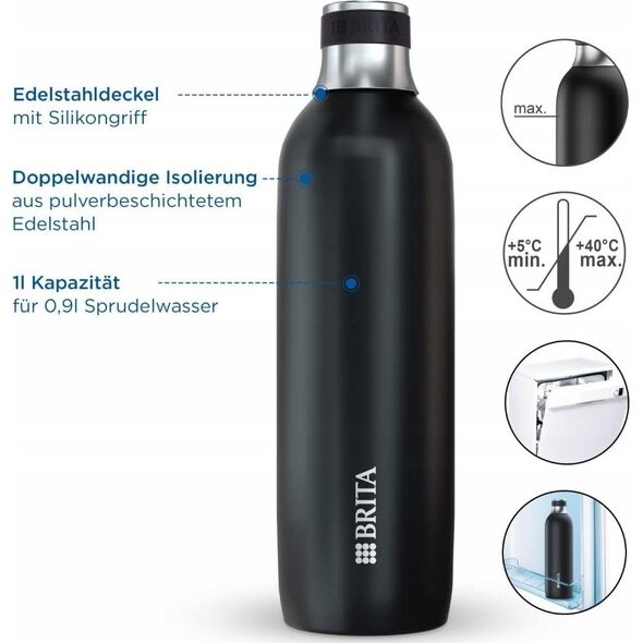 Brita Brita sodaTRIO Stainless Steel Bootle black big