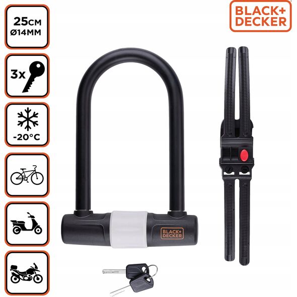 Black+Decker ZAPIĘCIĘCIE ROWEROWE U-LOCK 140X250mm BLACK+DECKER