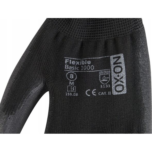 OX-ON handske Black Flex - Finger Coated, str. 9