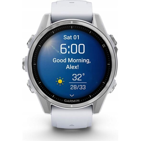 Zegarek sportowy Garmin Garmin Fenix 8 43 mm AMOLED Srebrny z białym paskiem [010-02903-00]