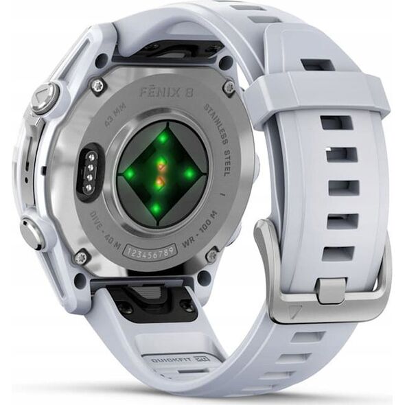 Zegarek sportowy Garmin Garmin Fenix 8 43 mm AMOLED Srebrny z białym paskiem [010-02903-00]