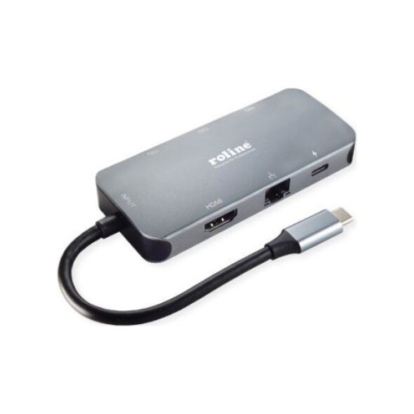 Stacja/replikator Roline Wieloportowa stacja dokująca ROLINE USB 3.2 Gen 2 typu C, 4K HDMI, LAN