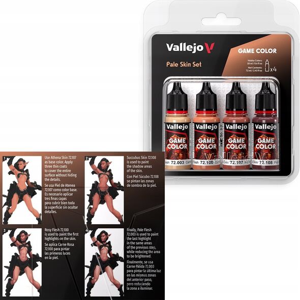 Vallejo Vallejo: 72.379 - Game Color - Pale Skin Set 4 x (18 ml)