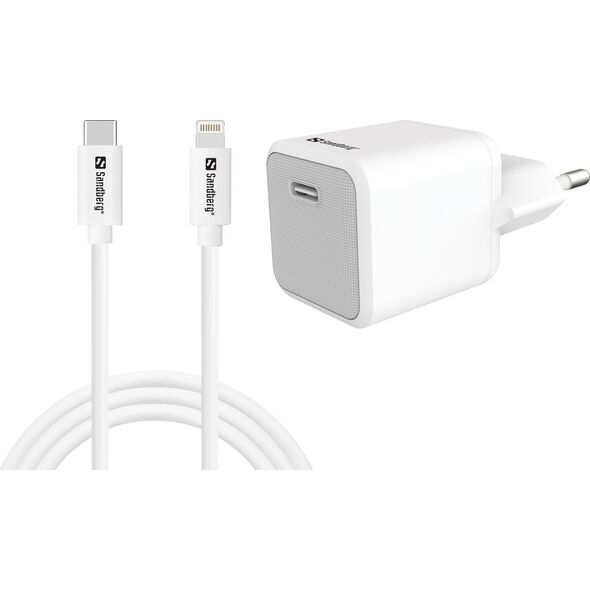 Ładowarka Sandberg USB-C AC Charger +Lightning 1M
