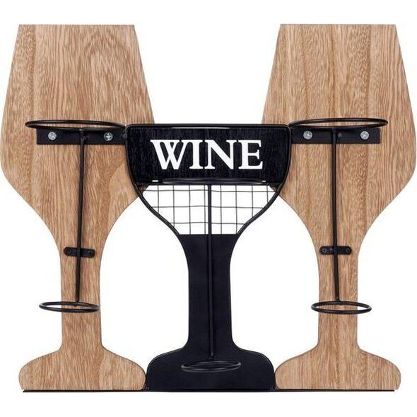 Home Styling Collection Wieszak na butelki wina drewniany metalowy 40x11x35 cm