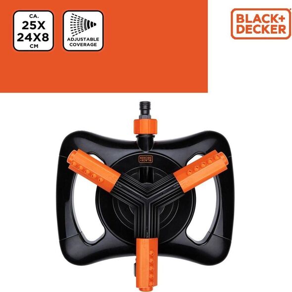 Aptel Zraszacz obrotowy 3 ramienny ogrodowy 15 dysz black  decker