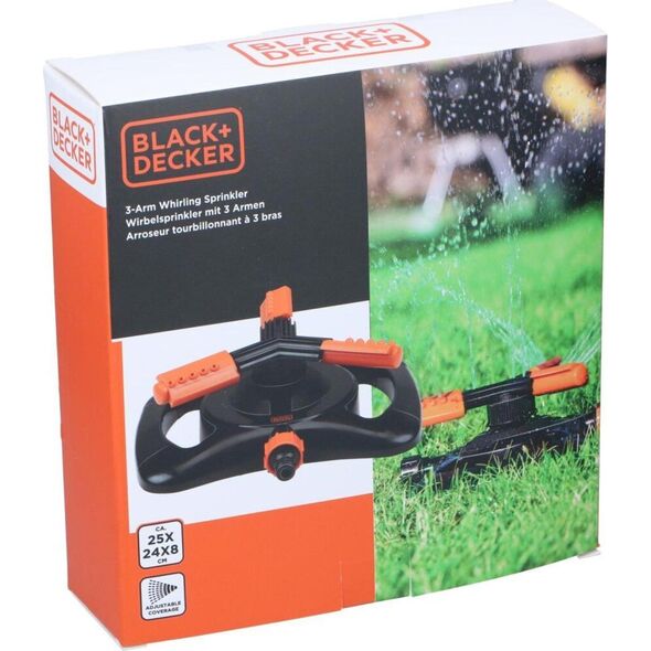 Aptel Zraszacz obrotowy 3 ramienny ogrodowy 15 dysz black  decker