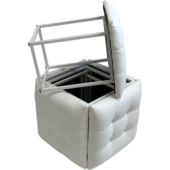 Triton Puf-transformator 5w1 - 5 taboretów w 1 pufie biała eco skóra