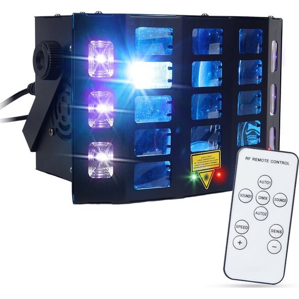 LIGHT4ME LIGHT4ME EFEKT LED MULTIEFEKT ŚWIETLNY TURBO DERBY 4IN1 RGBW-UV + PILOT DMX