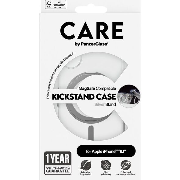 PanzerGlass CARE Case Feature Silver Kickstand  MagSAFE  iPhone 24 6.1"