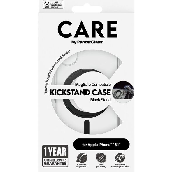 PanzerGlass CARE Case Feature Black Kickstand  MagSAFE  iPhone 24 6.1"